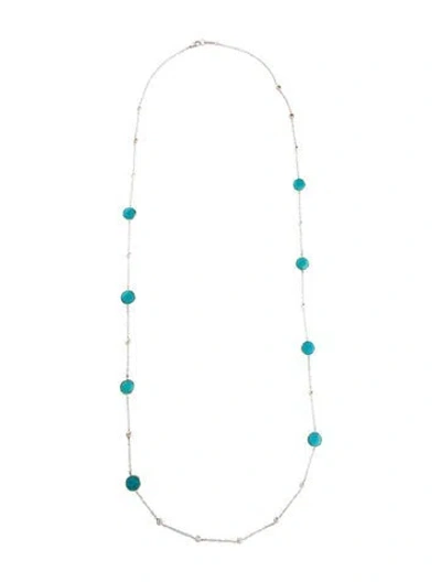 Pre-owned Ippolita Turquoise Ball & Stone Station Necklace, 38" In Multi