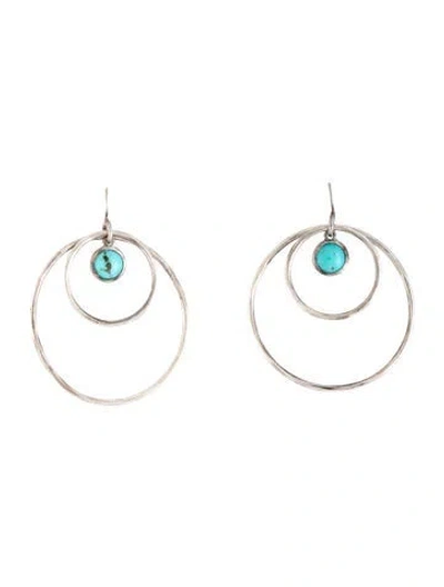 Pre-owned Ippolita Turquoise Hoop Drop Earrings In Multicolor