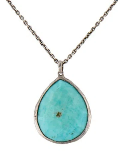 Pre-owned Ippolita Turquoise Large Teardrop Pendant Necklace, 18.5" In Multi