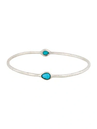Pre-owned Ippolita Turquoise Mini Two Stone Rock Candy Bangle, 7.75" In Multi