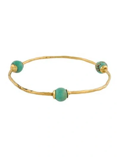 Pre-owned Ippolita Turquoise Nova 3-station Bangle, 8" In Multi