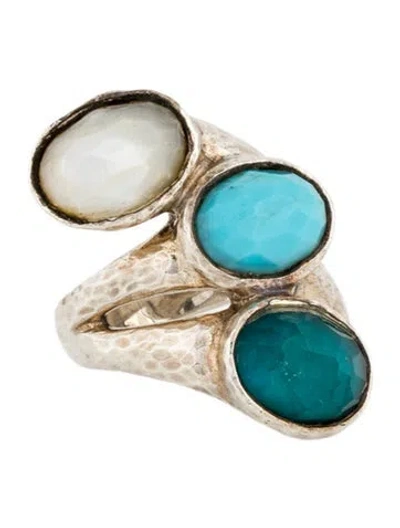 Pre-owned Ippolita Turquoise, Quartz & Mother Of Pearl Cocktail Ring In Multicolor
