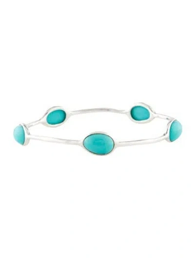 Pre-owned Ippolita Turquoise Rock Candy 5-stone Bangle, 7.75" In Multi