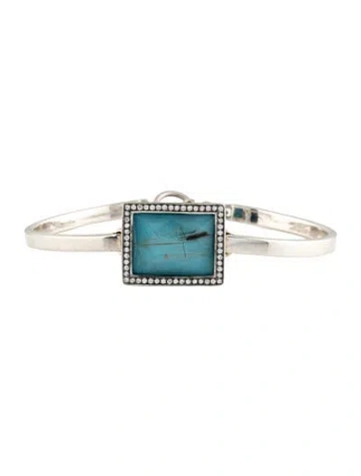 Pre-owned Ippolita Turquoise ,rutilated Quartz & Diamond Stella Toggle Bracelet, 6" In Multicolor