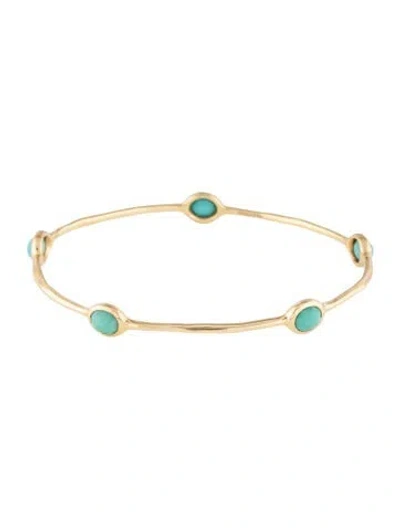 Pre-owned Ippolita Turquoise Station Bangle Bracelet, 7.25" In Multicolor