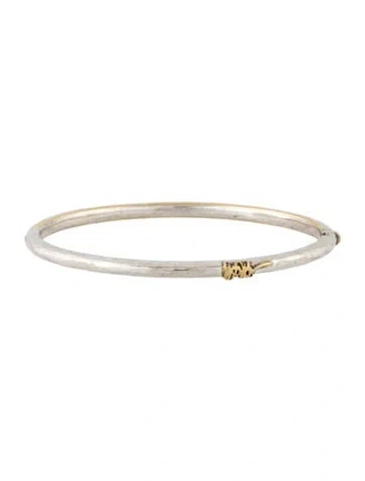 Pre-owned Ippolita Two-tone Classico Skinny Chimera Hinged Bangle, 6.75" In Multicolor