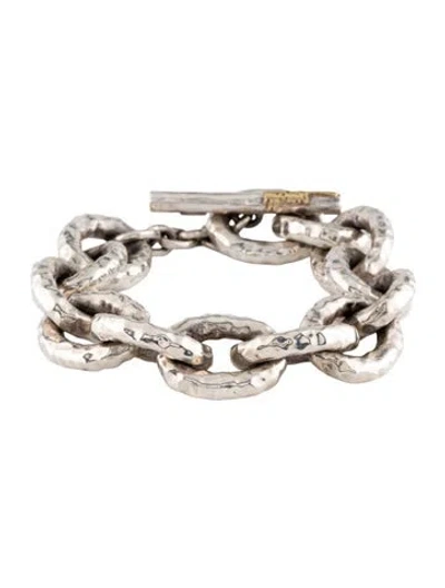 Pre-owned Ippolita Two-tone Large Hammered Bastille Link Bracelet, 6.5" In Multicolor