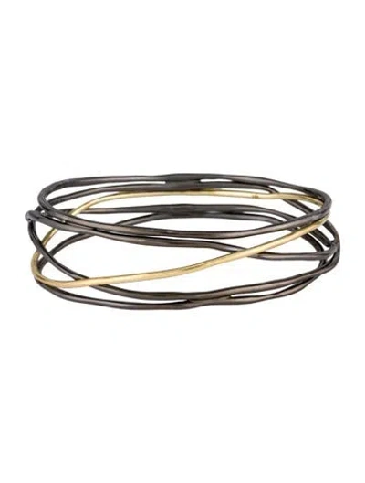 Pre-owned Ippolita Two-tone Notte Squiggle Bangle, 7.5" In Multi