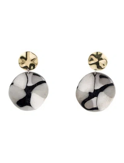 Pre-owned Ippolita Two-tone Wavy Disc Snowman Drop Earrings In Multi