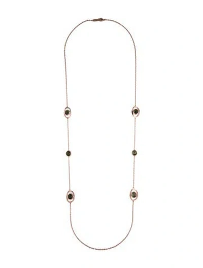 Pre-owned Ippolita Vela Rosé Pyrite And Quartz Station Necklace, 37.5" In Multi