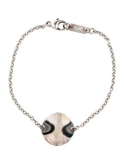 Pre-owned Ippolita Wavy Disc Station Bracelet, 7" In Multicolor