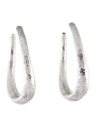 Pre-owned Ippolita Wavy Hammered Hoop Earrings In Multi