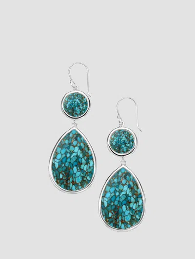 Ippolita Women's Polished Rock Candy Dot & Teardrop Sterling Silver, Bronze & Turquoise Earrings In Blue
