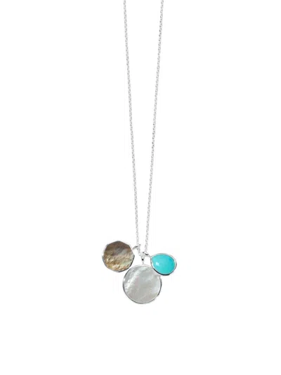 IPPOLITA WOMEN'S POLISHED ROCK CANDY ISOLA STERLING SILVER, TURQUOISE & MOTHER-OF-PEARL PENDANT NECKLACE