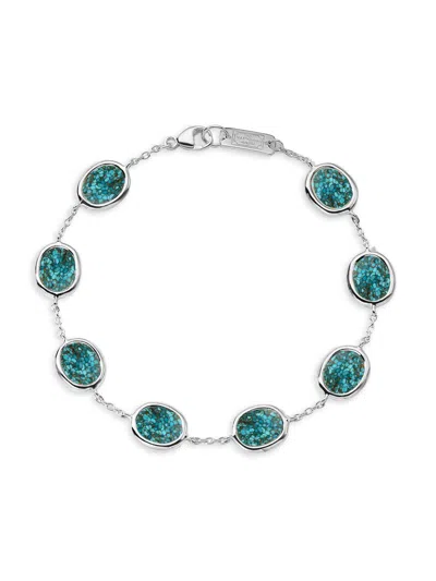Ippolita Women's Polished Rock Candy Mini Oval Slice Sterling Silver, Bronze & Turquoise Bracelet In Metallic