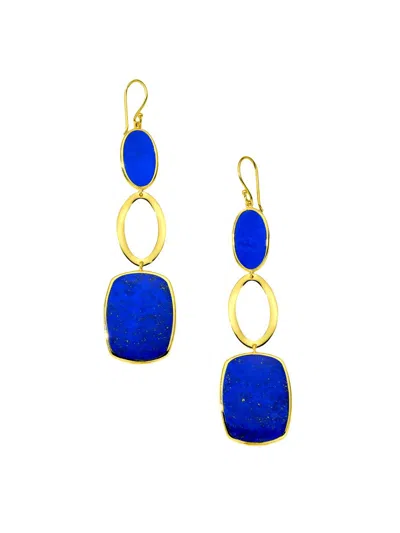 Ippolita Women's Rock Candy 18k Yellow Gold & Lapis Wavy Oval Drop Earrings In Blue