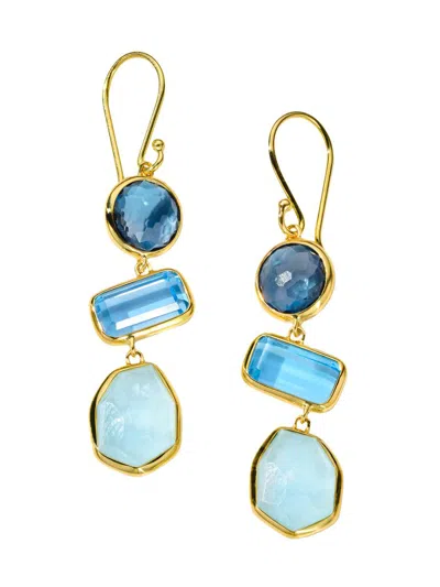 Ippolita Women's Rock Candy 18k Yellow Gold & Multi-gemstone Triple Drop Earrings In Blue