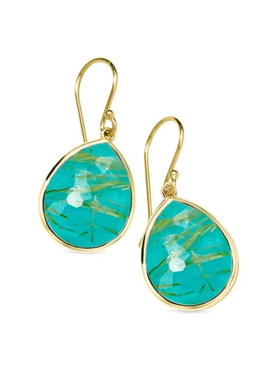Ippolita Women's Rock Candy 18k Yellow Gold, Rutilated Quartz & Turquoise Doublet Medium Teardrop Earrings