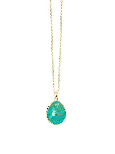 Ippolita Women's Rock Candy 18k Yellow Gold, Rutilated Quartz & Turquoise Doublet Medium Teardrop Pendant Nec