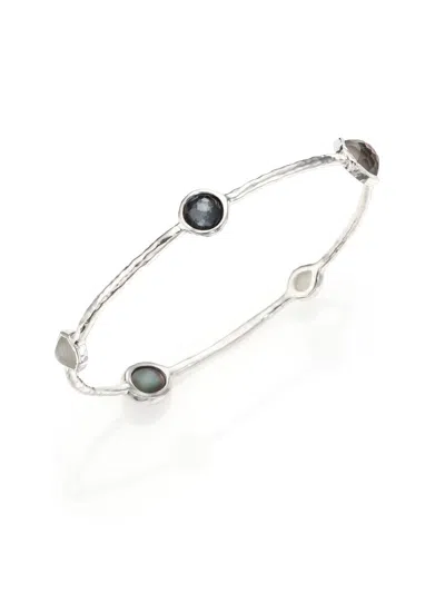Ippolita Women's Rock Candy Black Tie Semi-precious Multi-stone & Sterling Silver Station Bangle Bracelet In Green