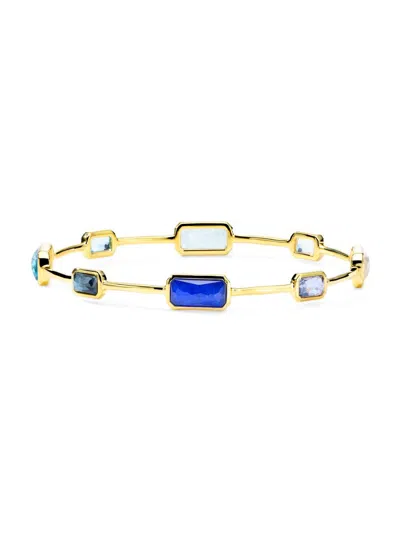 Ippolita Women's Rock Candy London Blue Topaz & 18k Yellow Gold Gelato Eight-stone Station Bangle Bracelet