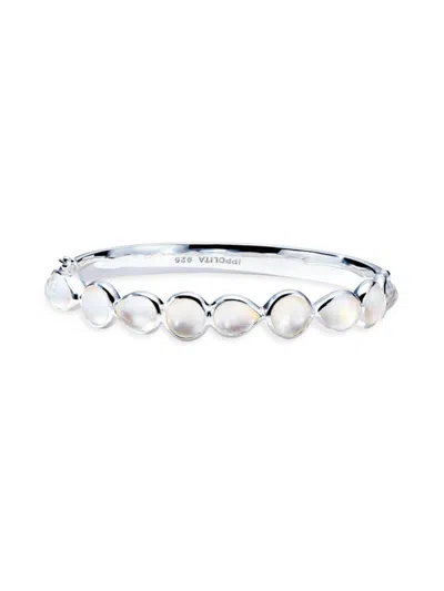 Ippolita Women's Rock Candy Sterling Silver, Rock Crystal & Mother-of-pearl Hinged Bangle