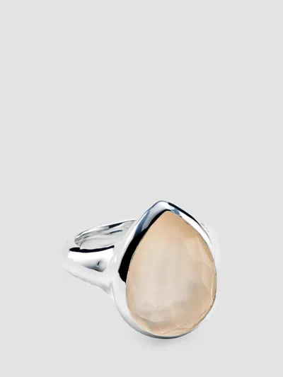 Ippolita Women's Rock Candy Sterling Silver, Rose Quartz & Mother-of-pearl Doublet Large Teardrop Ring