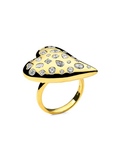 Ippolita Women's Stardust Puffy Heart 18k Yellow Gold & 1.84 Tcw Diamond Cocktail Ring