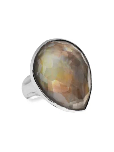 Ippolita Women's Wonderland Sterling Silver, Rock Crystal & Mother-of-pearl Ring In Brown Shell
