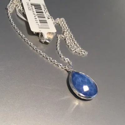 Pre-owned Ippolita Wonderland Sterling Silver Mini Stone Teardrop Pendant Necklace 16”