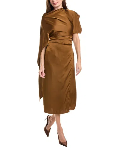 Ipponelli Cape Sleeve Midi Dress In Brown
