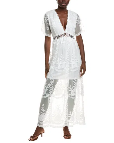Ipponelli Embroidered Mesh Maxi Dress In White