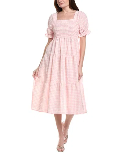 Ipponelli Gingham Print Midi Dress In Pink