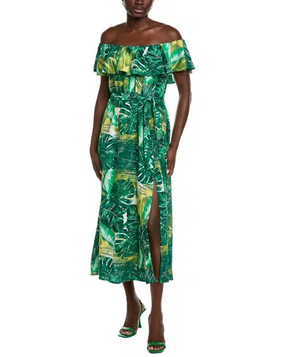 Ipponelli Off-the-shoulder Midi Dress In Green