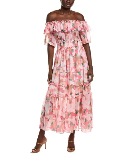 Ipponelli Off-the-shoulder Midi Dress In Pink