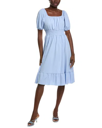 Ipponelli Puff Sleeve Mini Dress In Blue