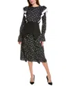 Ipponelli Ruffle Trim Midi Dress In Black