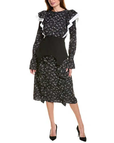 IPPONELLI RUFFLE TRIM MIDI DRESS