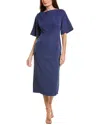 Ipponelli Solid Midi Dress In Blue