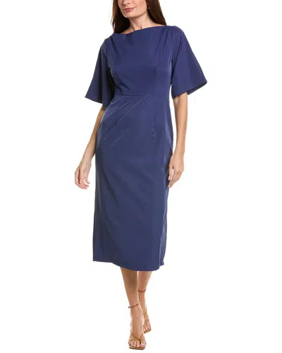 Ipponelli Solid Midi Dress In Blue