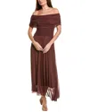 Ipponelli Solid Off-shoulder Maxi Dress In Brown