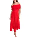 Ipponelli Solid Off-shoulder Maxi Dress In Red