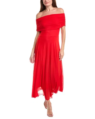 Ipponelli Solid Off-shoulder Maxi Dress In Red