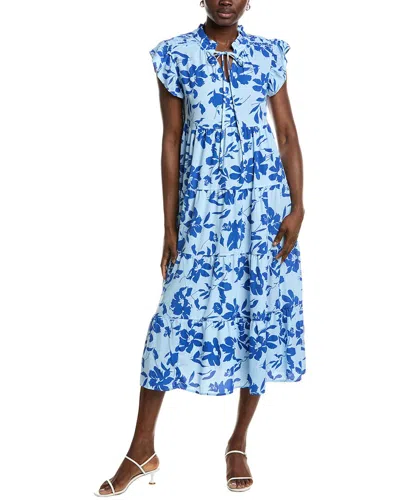 Ipponelli Tiered Midi Dress In Blue