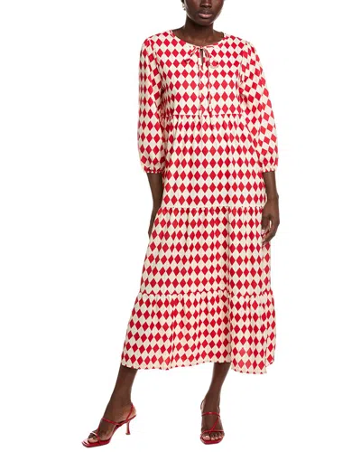 Ipponelli Tiered Midi Dress In Red