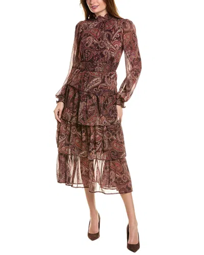 Ipponelli Tiered Midi Dress In Brown