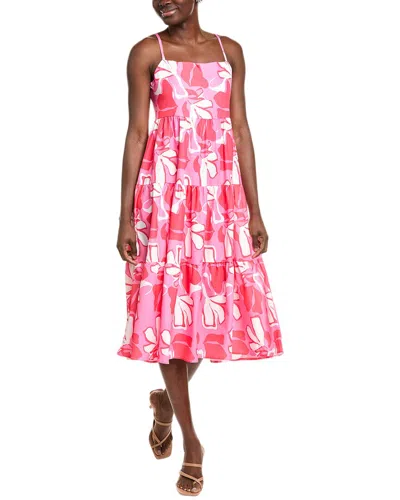 Ipponelli Tiered Midi Dress In Pink