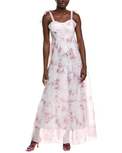 Ipponelli Tiered Organza Maxi Dress In Pink