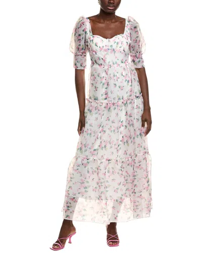 Ipponelli Tiered Organza Maxi Dress In White