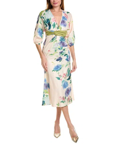 Ipponelli Twisted Front Midi Dress In Beige